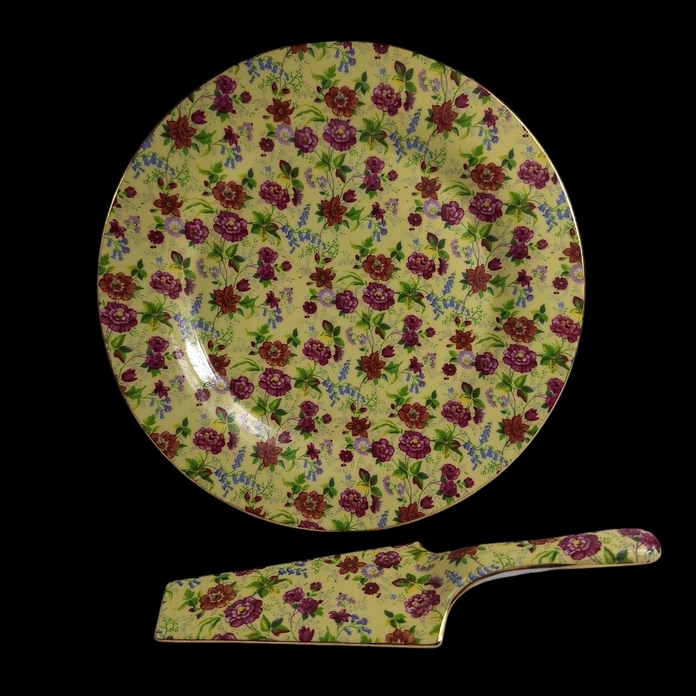 Vintage Cake Plate/Server Formalities by Baum Bros Floral Chintz - Picture 3 of 6